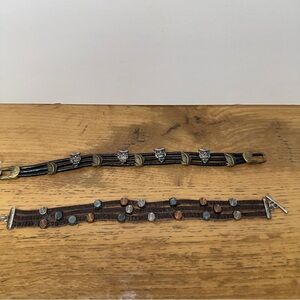 NWT Boho Leather Bracelet Choice Owl Charm or Multicolor Stud Toggle Clasp Get 1